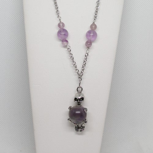Skeleton with Amethyst Pendant Necklace