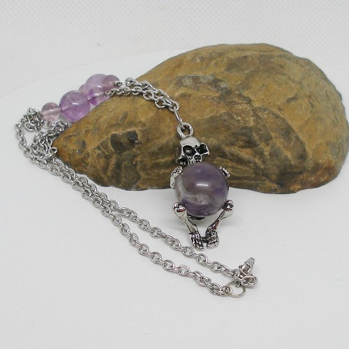 Skeleton with Amethyst Pendant Necklace