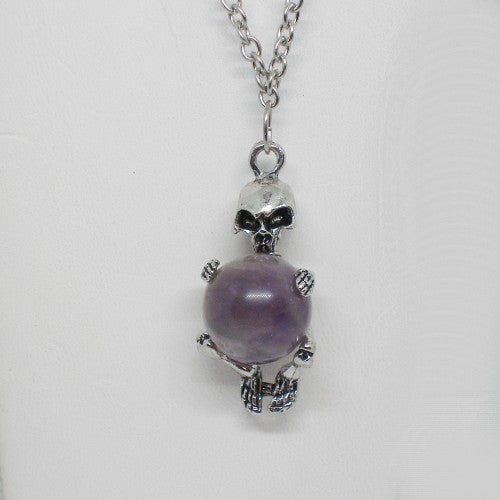 Skeleton with Amethyst Pendant Necklace