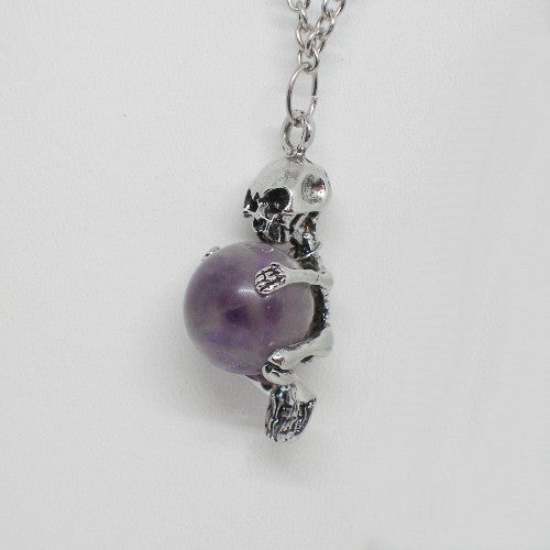 Skeleton with Amethyst Pendant Necklace