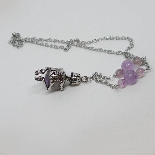Skeleton with Amethyst Pendant Necklace