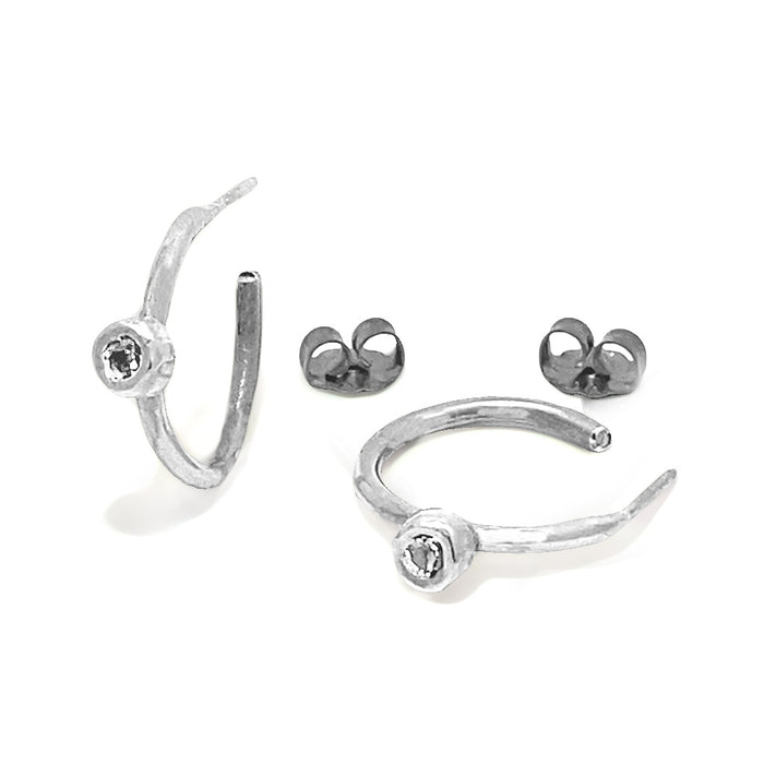 Small Open Hoops White Topaz