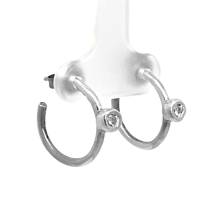 Small Open Hoops White Topaz