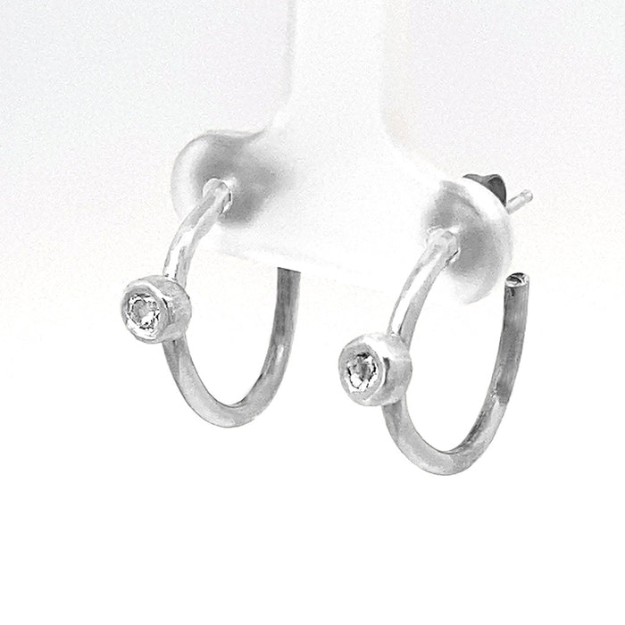 Small Open Hoops White Topaz