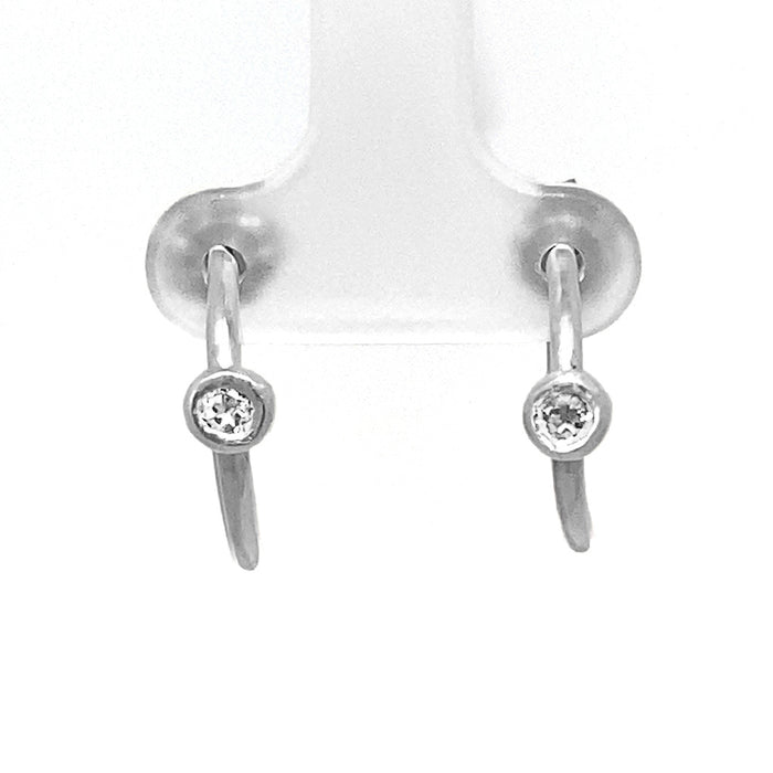 Small Open Hoops White Topaz