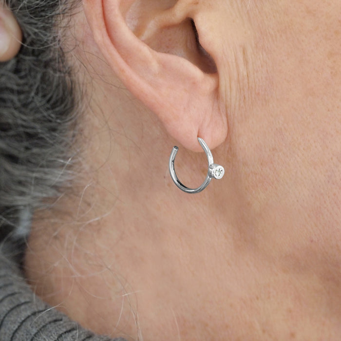 Small Open Hoops White Topaz