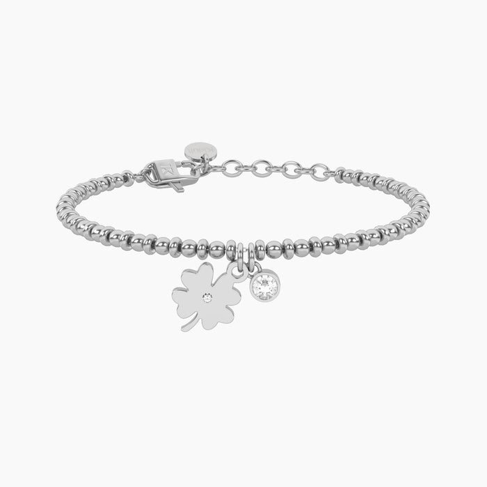 Bracciale a sfere con ciondolo quadrifoglio