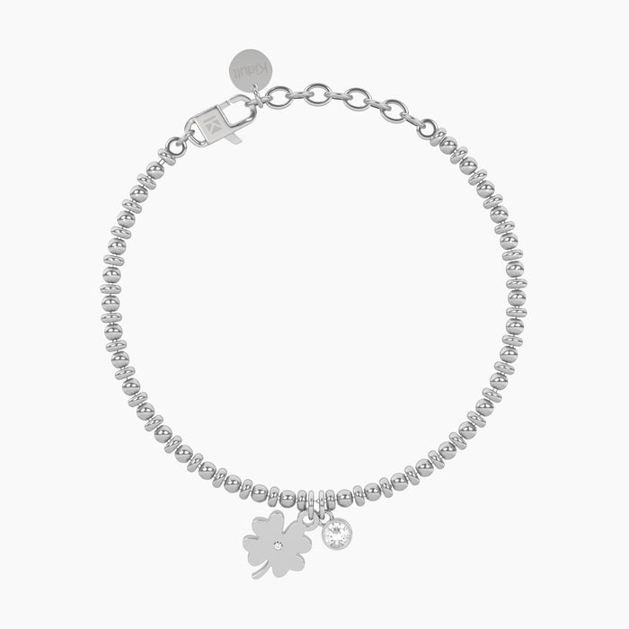 Bracciale a sfere con ciondolo quadrifoglio