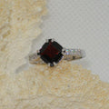 Square Solitaire Garnet Ring