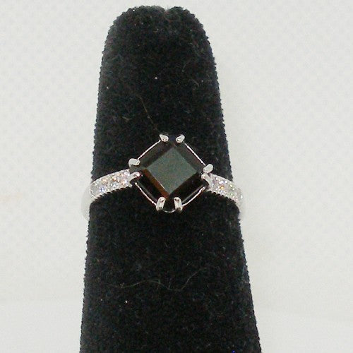 Square Solitaire Garnet Ring