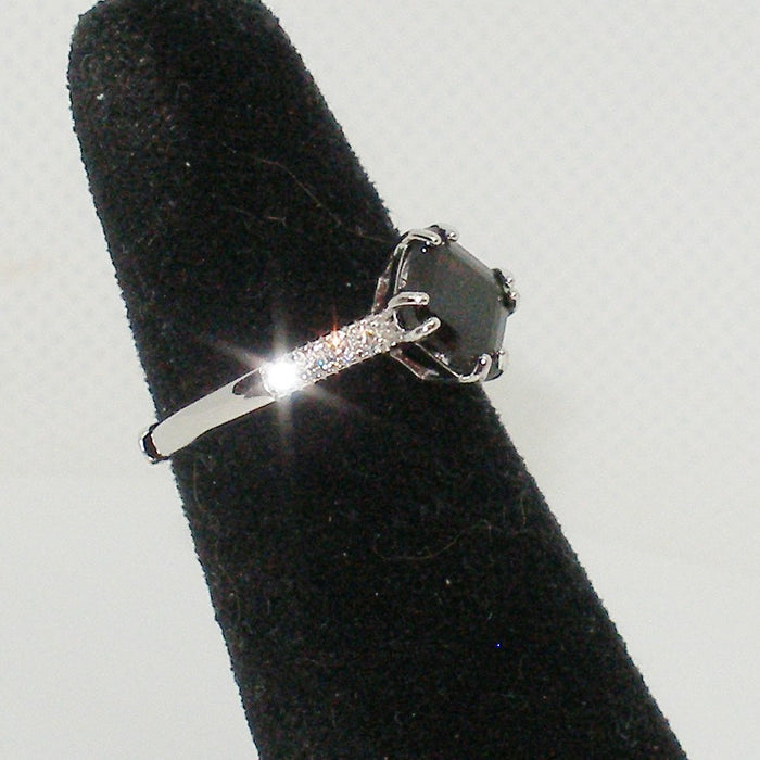 Square Solitaire Garnet Ring