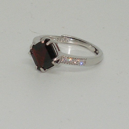 Square Solitaire Garnet Ring