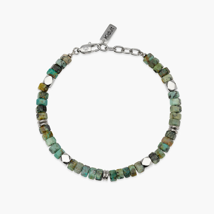 Bracciale in acciaio e turchese africano