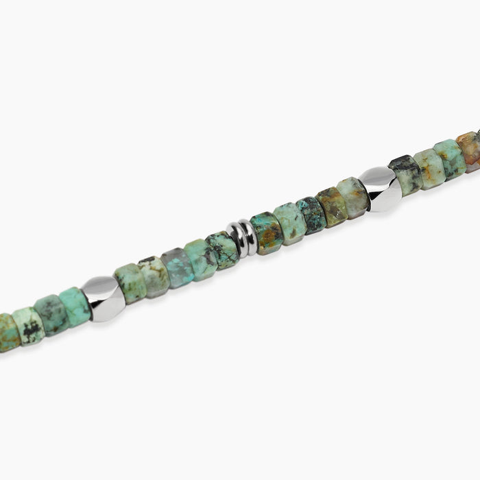 Bracciale in acciaio e turchese africano