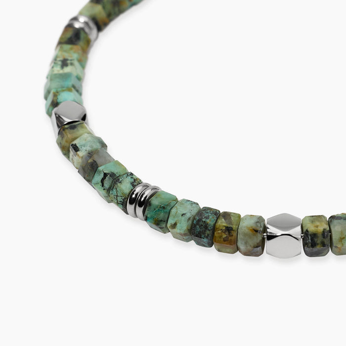 Bracciale in acciaio e turchese africano