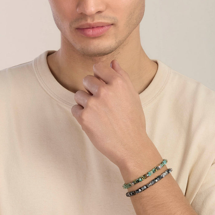 Bracciale in acciaio e turchese africano