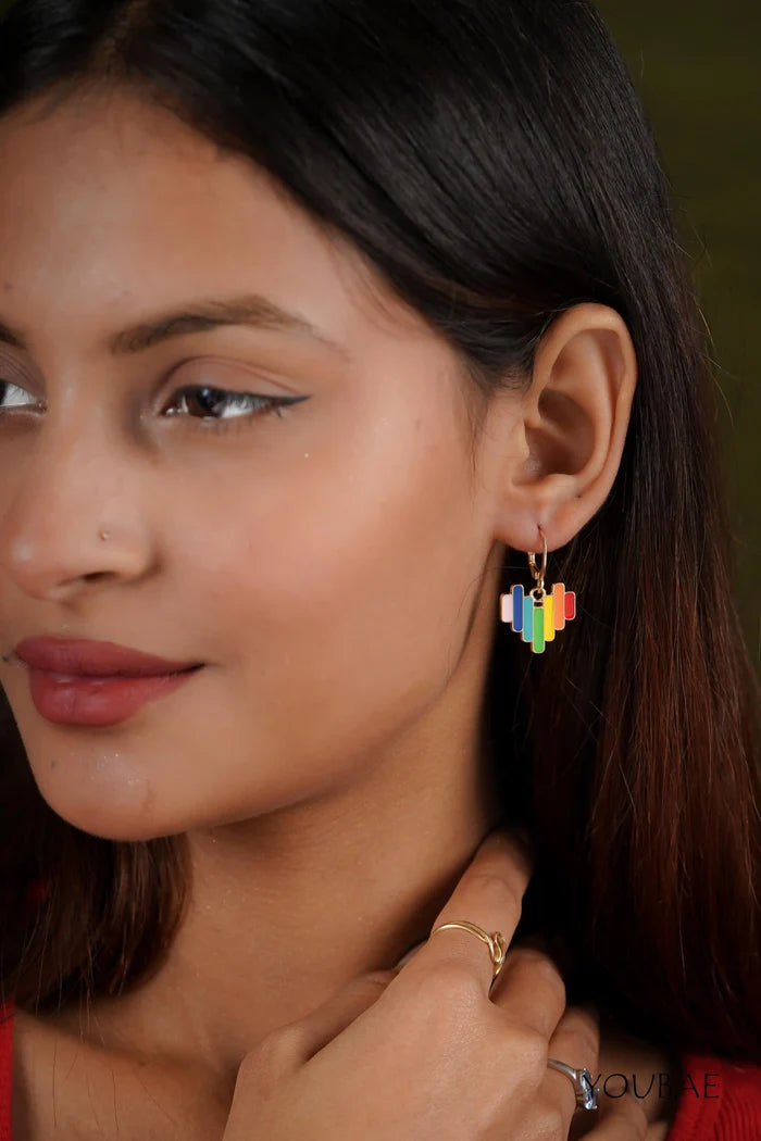 Statement Rainbow Heart Drop Earrings