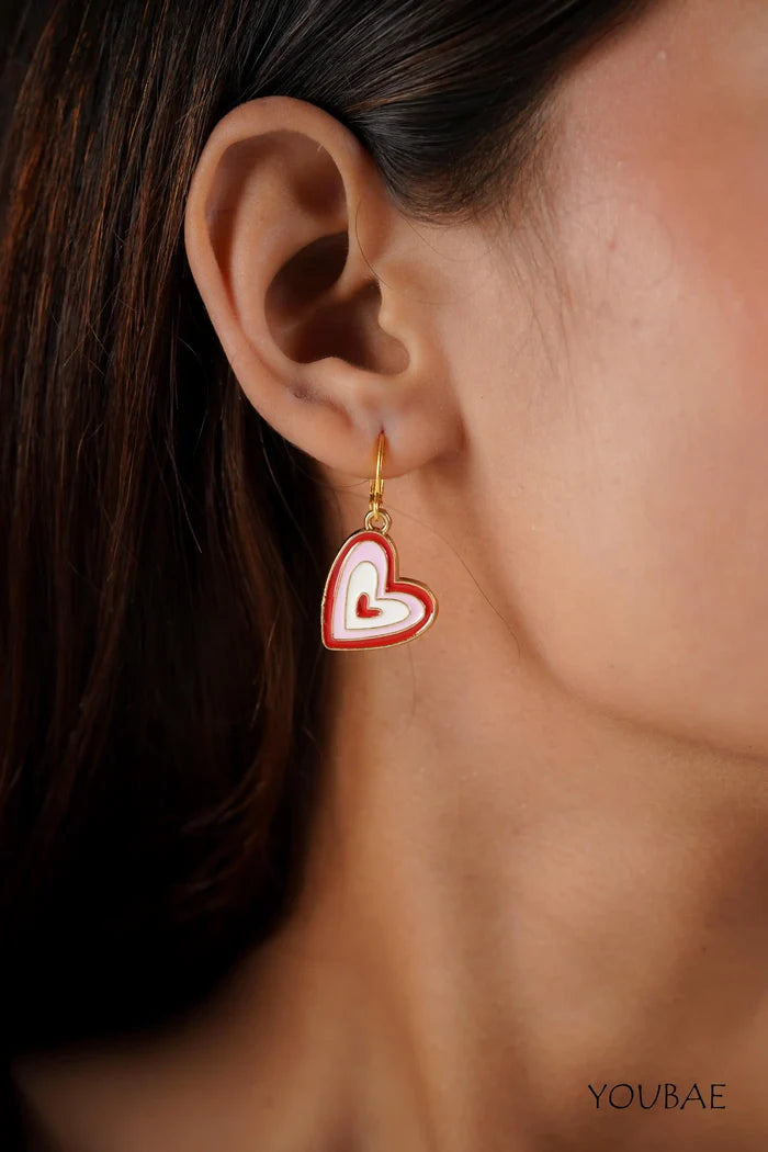 Statement Red Heart Earrings