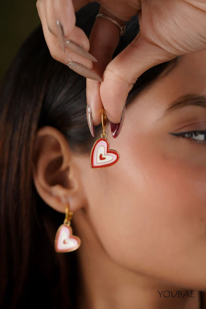 Statement Red Heart Earrings