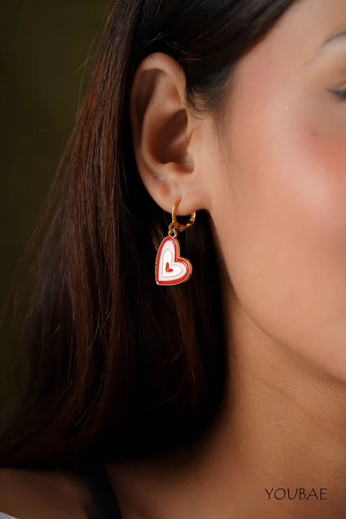 Statement Red Heart Earrings