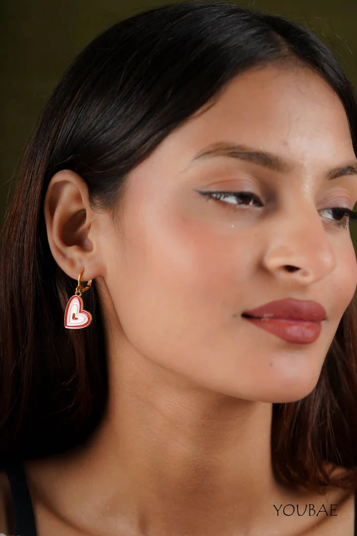 Statement Red Heart Earrings