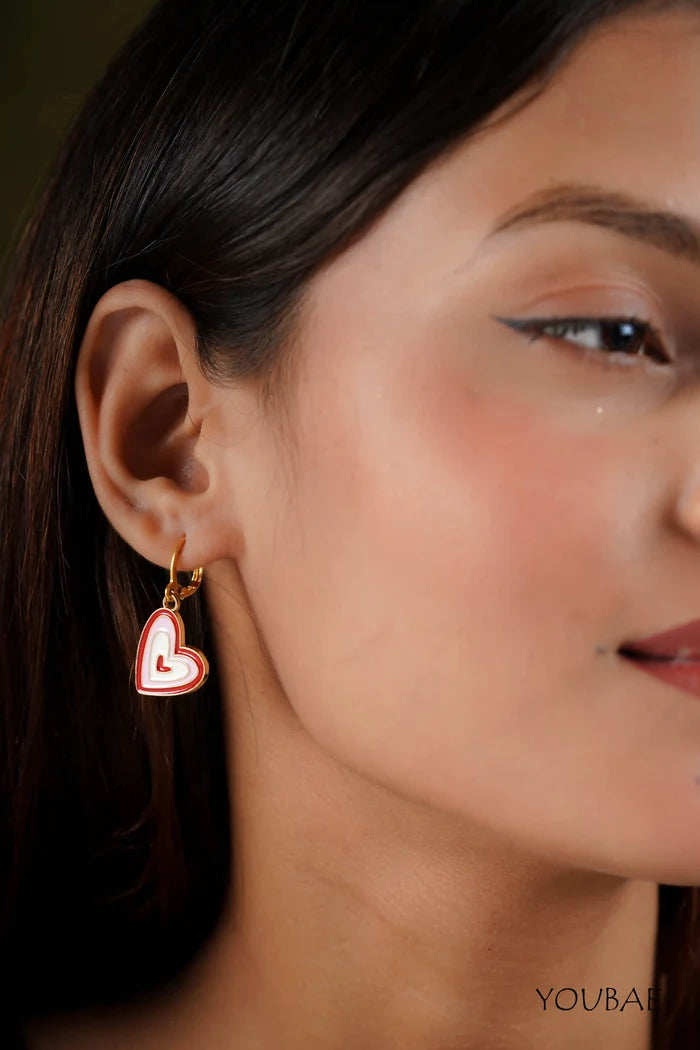 Statement Red Heart Earrings