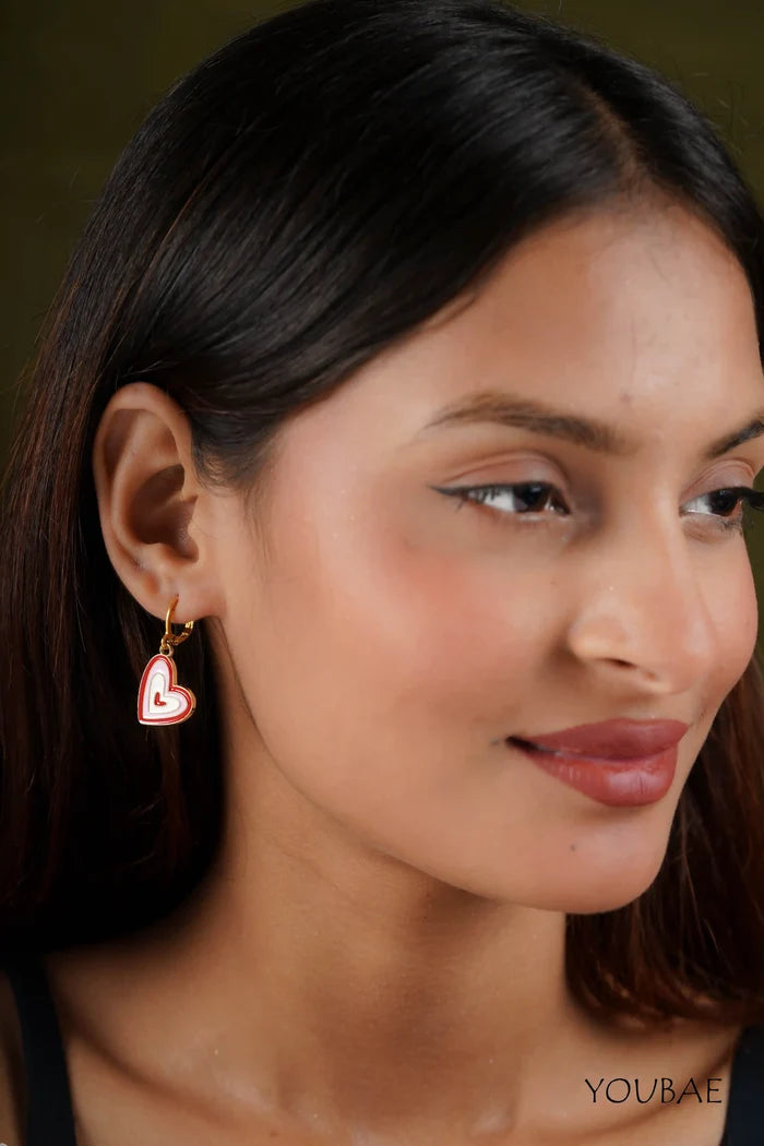 Statement Red Heart Earrings