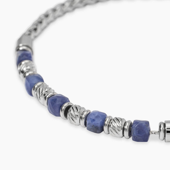 Bracciale uomo in acciaio e sodalite blu