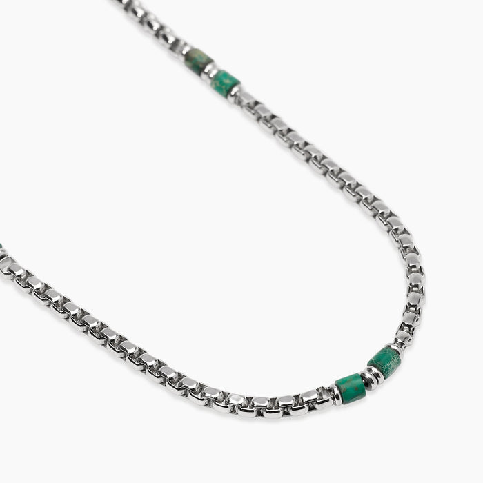 Collana in acciaio e diaspro verde