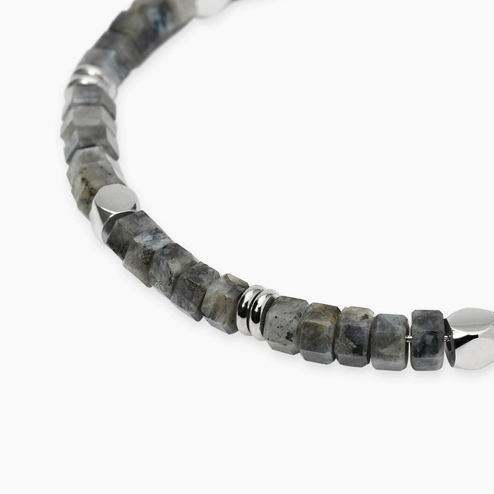 Bracciale in acciaio e labradorite