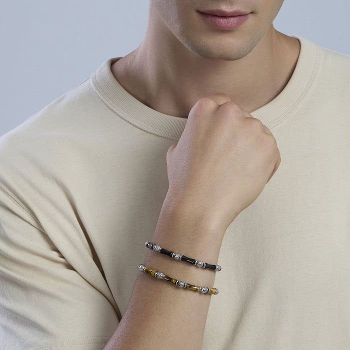 Bracciale in acciaio e occhio di tigre