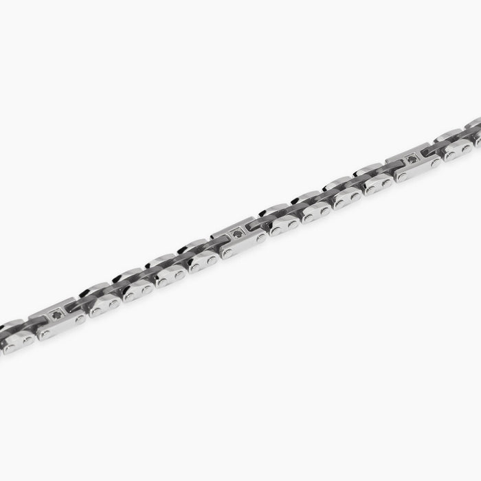 Bracciale uomo in acciaio con inserti in ceramica