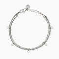 Bracciale in acciaio con catene e cristalli bianchi