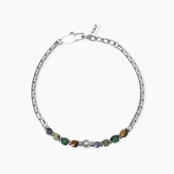 Bracciale in acciaio con pietre multicolor