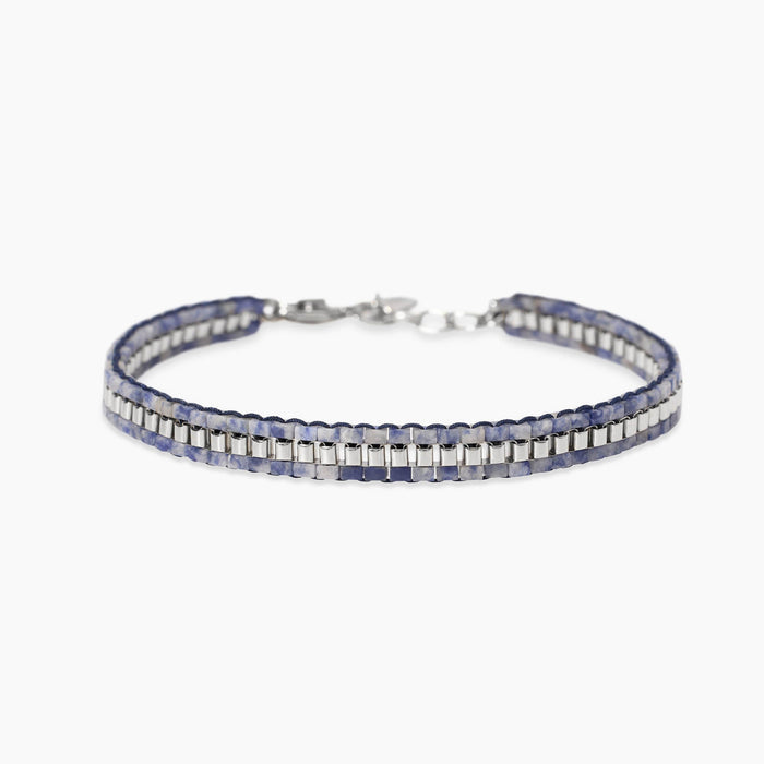 Bracciale uomo in acciaio con catena veneta e diaspro blu