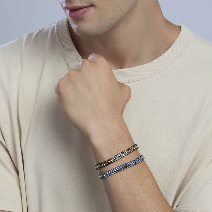 Bracciale uomo in acciaio con catena veneta e diaspro blu