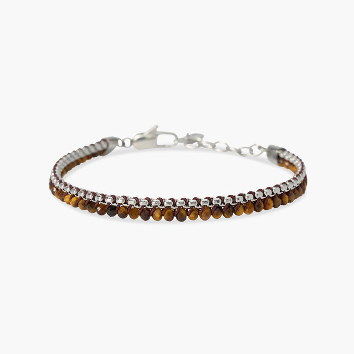 Bracciale in acciaio con nylon e occhio di tigre