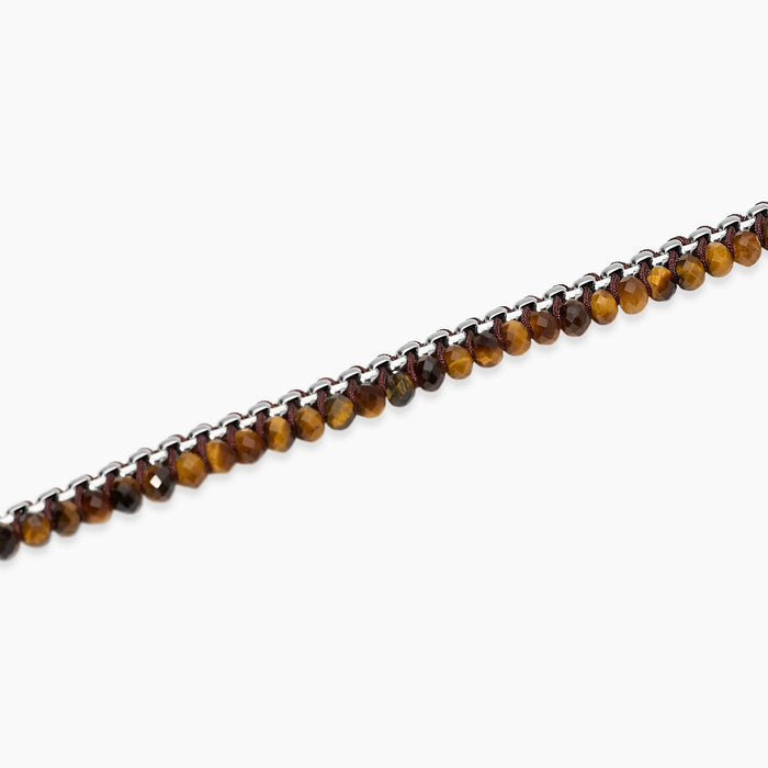 Bracciale in acciaio con nylon e occhio di tigre