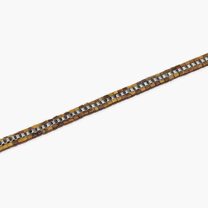 Bracciale in acciaio con nylon e occhio di tigre