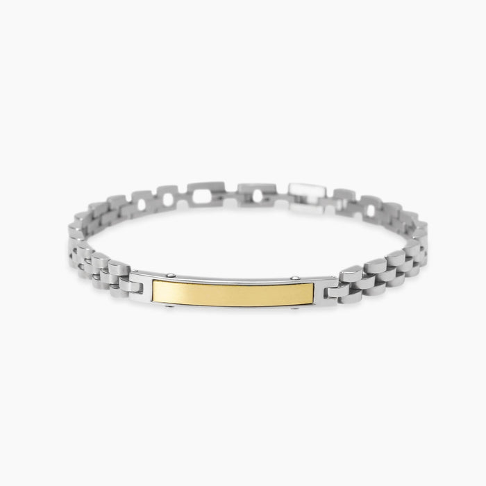 Bracciale in acciaio con piastra in PVD giallo