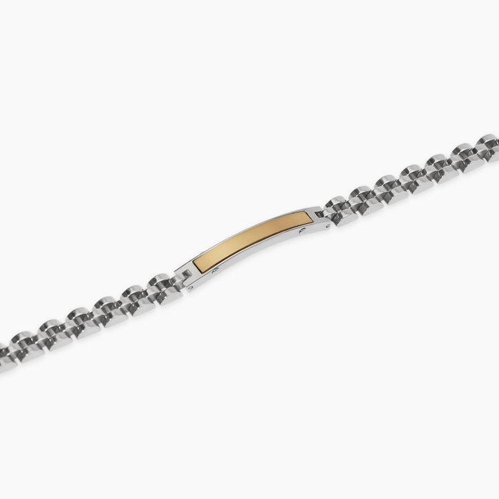 Bracciale in acciaio con piastra in PVD giallo
