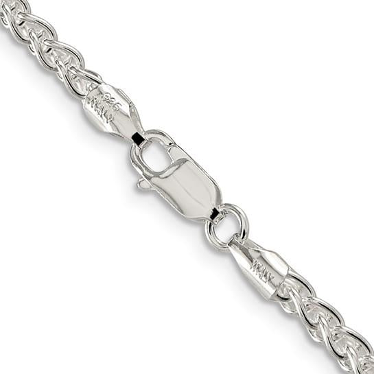 Sterling Silver 18" 3mm Round Spiga Wheat Chain
