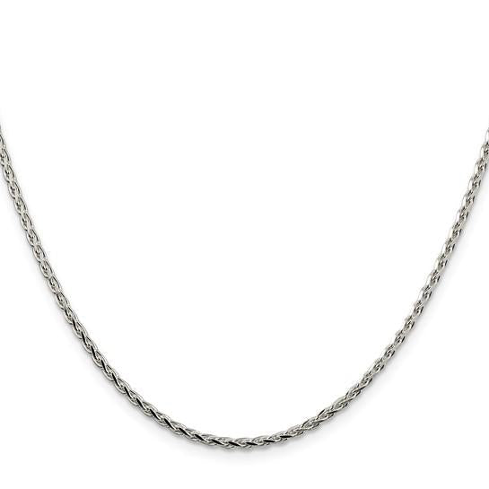 Sterling Silver 2.15mm 20 inch Diamond Cut Spike Wheat Chain