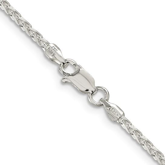 Sterling Silver 2.15mm 20 inch Diamond Cut Spike Wheat Chain