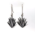 photo of a silver pair of agave-themed drop silver earrings