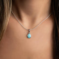 Sterling Silver Bezel Set Pear Shape Larimar Pendant