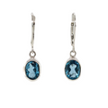 Sterling Silver Blue Topaz Earrings-Artisan Guilleas Joyas Oval Dangle Earrings