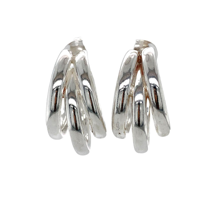 Sterling Silver Earrings-Artisan Triple Hoops