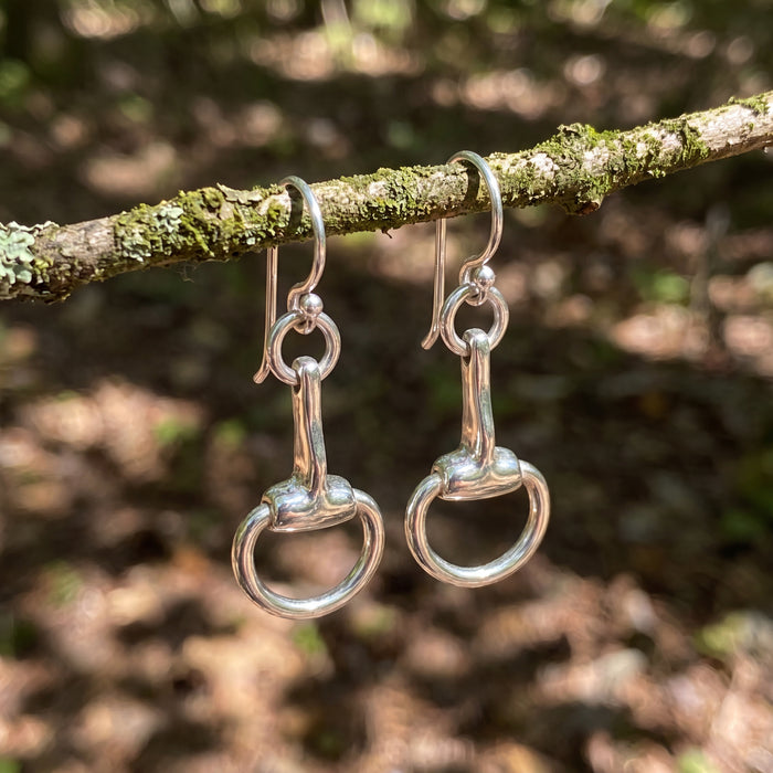 Sterling Silver Equestrian Bit Earrings-Artisan Made Themed Earrings