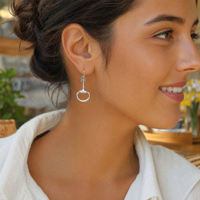 Sterling Silver Equestrian Bit Earrings-Artisan Made Themed Earrings